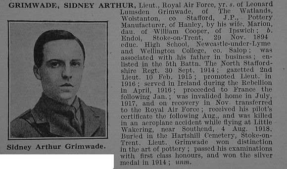 Grimwade S A Lt Royal Air Force Obit