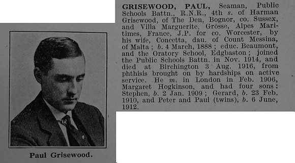 Grisewood P Seaman Public Schools Battalion Royal Naval Reserve Obit