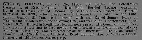 Grout T Pte 17905 3rd Coldstream Guards