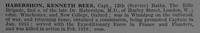 Habershon K R Captain 12th Rifle Brigade