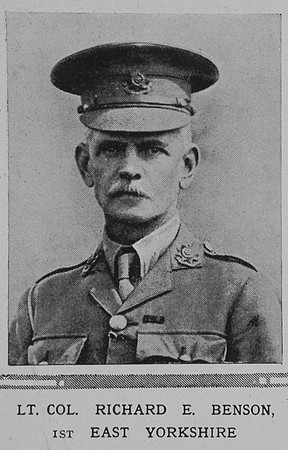 Benson R E Lt Col 1st East Yorkshire Regiment The Illustrated London News 10th Oct 1914