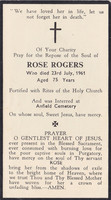 Memorial Card Back Rose Rogers