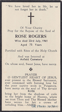Memorial Card Back Rose Rogers