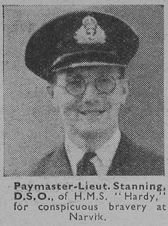 Stanning Paymaster-Lt DSO HMS Hardy Royal Navy