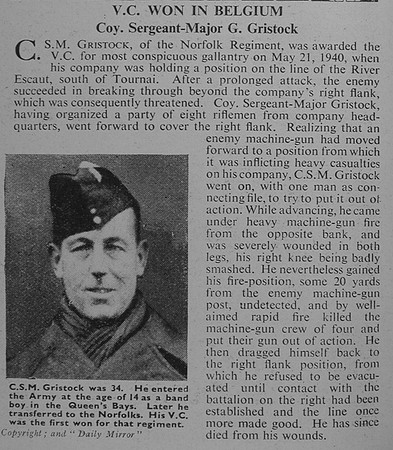Gristock George CSM VC 2nd Royal Norfolk Regiment Citation