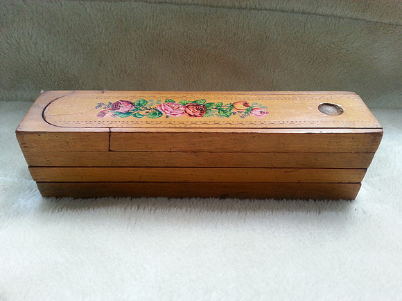 Vintage 1930s Wooden Pencil Case Four Layers Slide Out Belonged To Nora Smith
