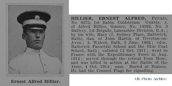 Hillier E A Pte 9275 1st Coldstream Guards Obit