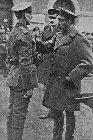 Sergt Simpson (Arthur Evans) Lincolnshire Regiment Receiving His VC From The King At Valenciennes
