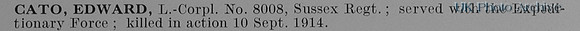 Cato E LCpl 8008 Royal Sussex Regiment