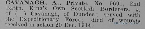 Cavanagh A Pte 9691 2nd Kings Own Scottish Borderers