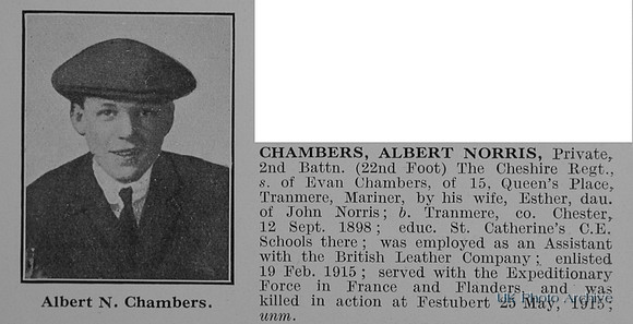 Chambers A N Pte 2nd Cheshire Regiment Obit