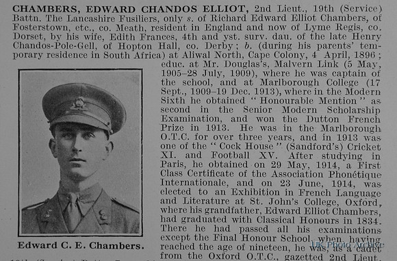 Chambers E C E 2nd Lt 19th Lancashire Fusiliers Obit Part 1