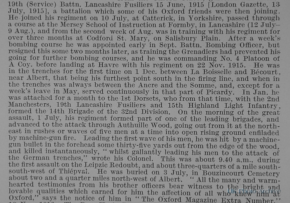 Chambers E C E 2nd Lt 19th Lancashire Fusiliers Obit Part 2