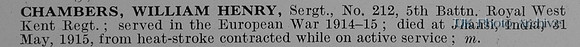 Chambers W H Sergt 212 5th Royal West Kent Regiment