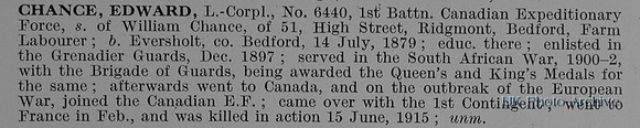 Chance E LCpl 6440 1st Canadian Expeditionary Force