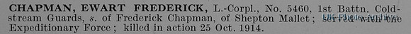 Chapman E F LCpl 5460 1st Coldstream Guards