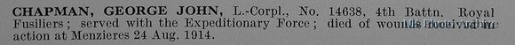 Chapman G J LCpl 14638 4th Royal Fusiliers