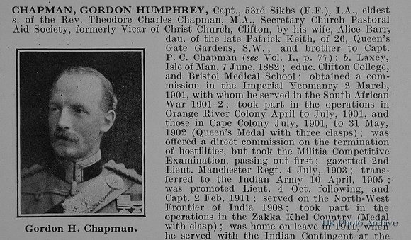 Chapman G H Captain Indian Army Obit Part 1