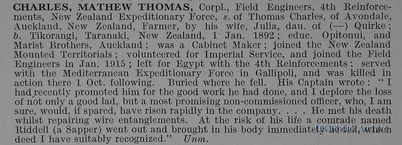 Charles M T Cpl Field Engineers NZEF