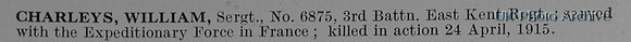 Charleys W Sergt 6875 3rd East Kent Regiment