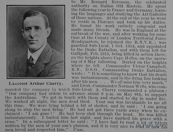 Cherry L A Sub Lt Drake Btn RND Royal Naval Volunteer Reserve Obit Part 3