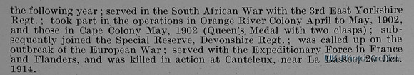 Chichester H A Captain 3rd Devonshire Regiment Obit Part 2
