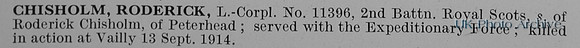Chisholm R LCpl 11396 2nd Royal Scots