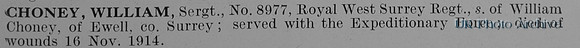 Choney W Sergt 8977 Royal West Surrey Regiment
