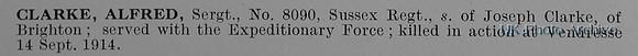 Clarke A Sergt 8090 Royal Sussex Regiment