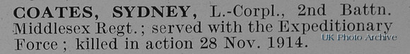 Coates S LCpl 2nd Middlesex Regiment