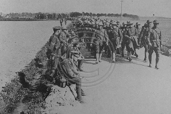 American Troops On The Western Front Passing British Troops By The Roadside