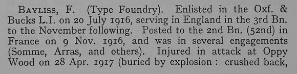 Bayliss F Pte 2nd Oxford And Bucks Light Infantry Part 1