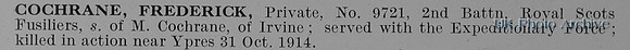 Cichrane F Pte 9721 2nd Royal Scots Fusiliers