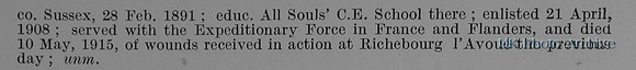 Cole E Pte 8897 2nd Royal Sussex Regiment Obit Part 2