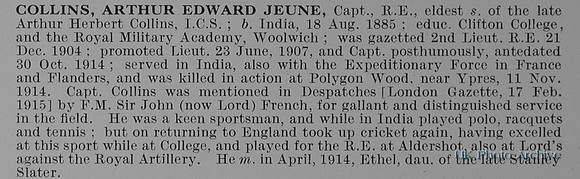Collins A E J Captain Royal Engineers