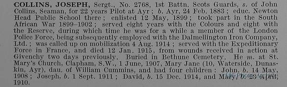 Collins J Sergt 2768 1st Scots Guards