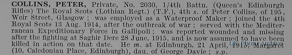 Collins P Pte 2030 4th Royal Scots
