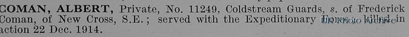 Coman A Pte 11249 Coldstream Guards