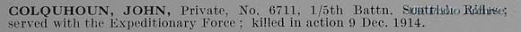 Colquhoun J Pte 6711 5th Cameronians