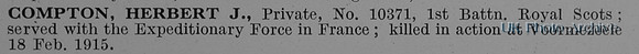 Compton H J Pte 10371 1st Royal Scots