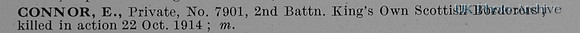 Connor E Pte 7901 2nd Kings Own Scottish Borderers