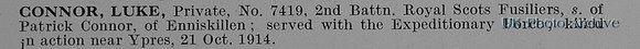 Connor L Pte 7419 2nd Royal Scots Fusiliers