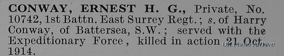 Conway E H G Pte 10742 1st East Surrey Regiment