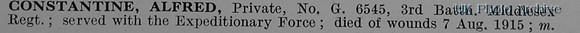 Constantine A Pte G6545 3rd Middlesex Regiment