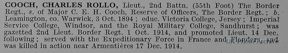 Cooch C R Lt 2nd Border Regiment