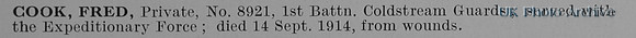 Cook F Pte 8921 1st Coldstream Guards