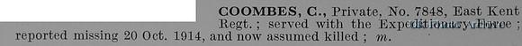 Coombes C Pte 7848 East Kent Regiment