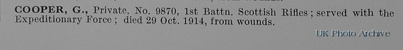 Cooper G Pte 9870 1st Cameronians