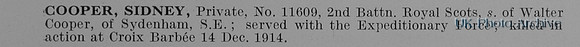 Cooper S Pte 11609 2nd Royal Scots