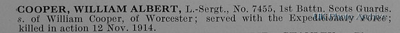 Cooper W A LSergt 7455 1st Scots Guards